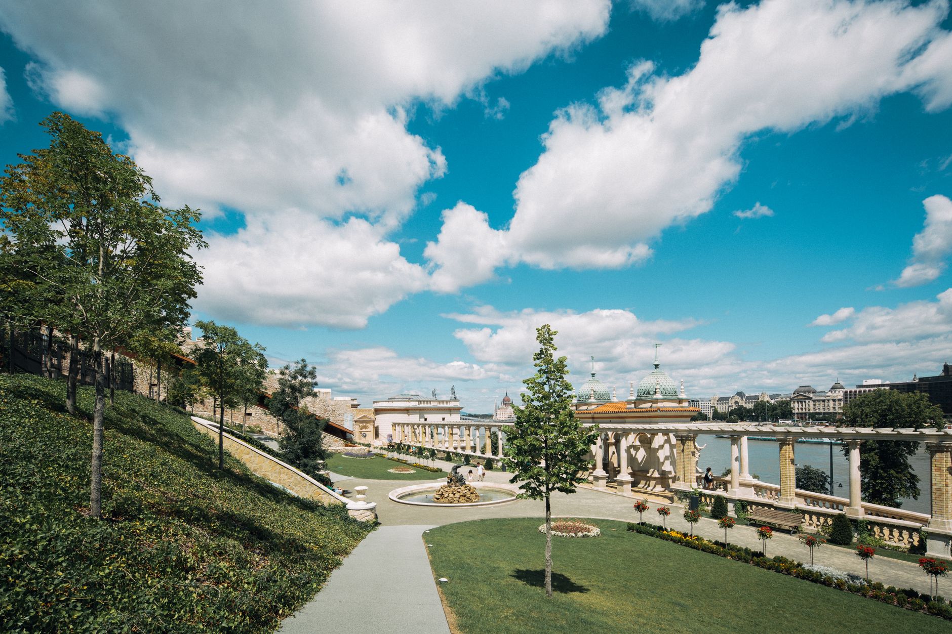 A calm, green park in Budapest